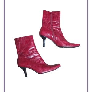 ANTONIO MELANI Red Croc-Embossed Heeled Boots